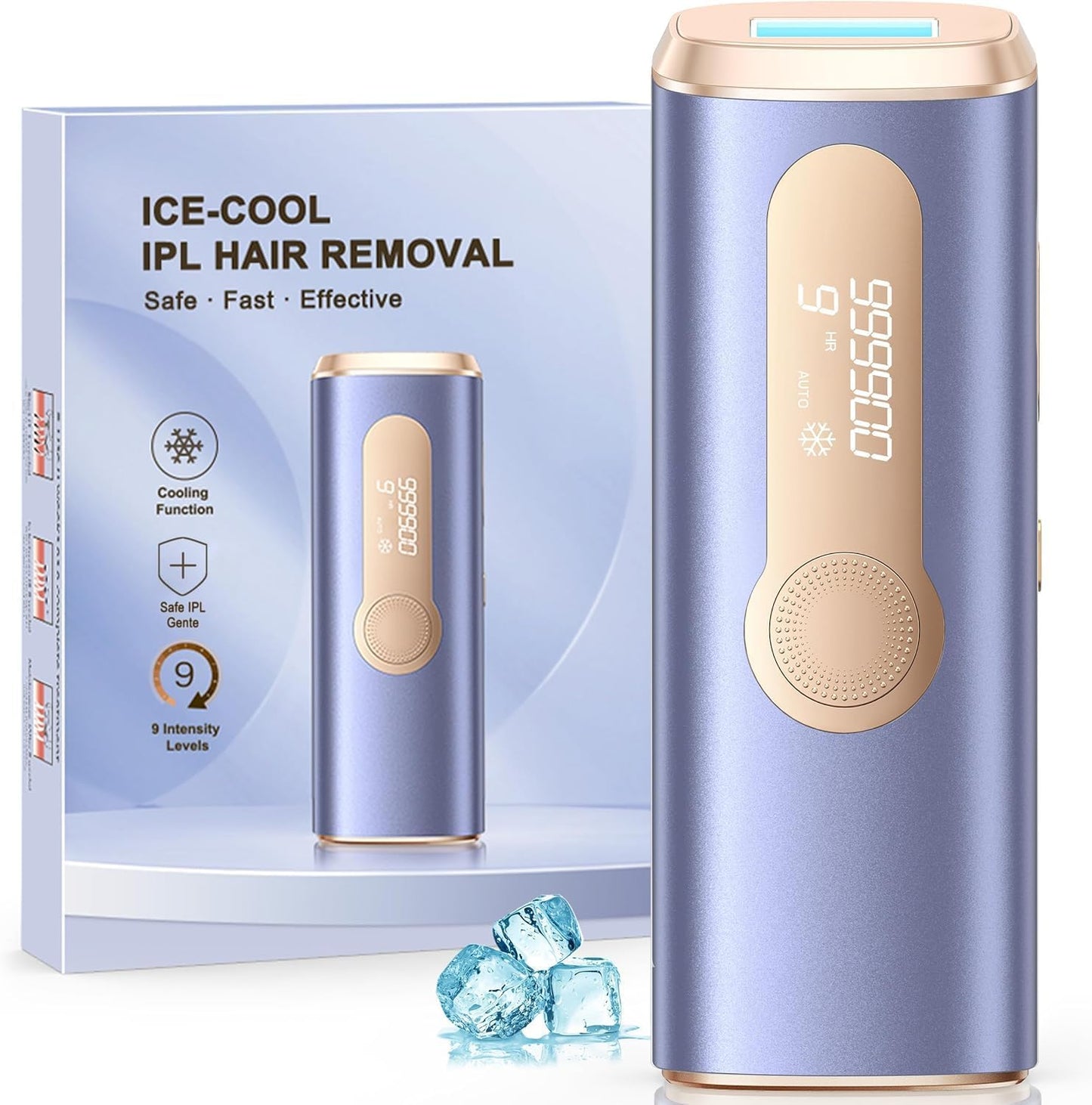 Laser Hair Removal, IPL Hair Removal with Ice-Cooling System for Nearly Painless & Long-Lasting Result, Safe At-Home Hair Remover Device for Armpits Back Legs Arms Face Bikini Line