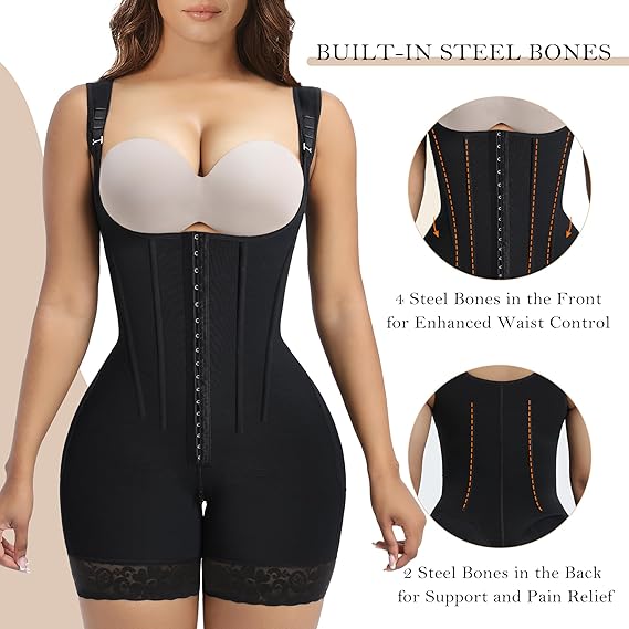 YIANNA Fajas Colombianas Moldeadoras Shapewear Tummy Control Body Shaper Postpartum Butt Lift Compression Garment with Bones