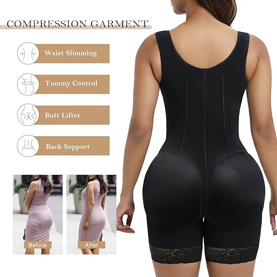 YIANNA Fajas Colombianas Moldeadoras Shapewear Tummy Control Body Shaper Postpartum Butt Lift Compression Garment with Bones
