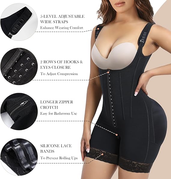 YIANNA Fajas Colombianas Moldeadoras Shapewear Tummy Control Body Shaper Postpartum Butt Lift Compression Garment with Bones